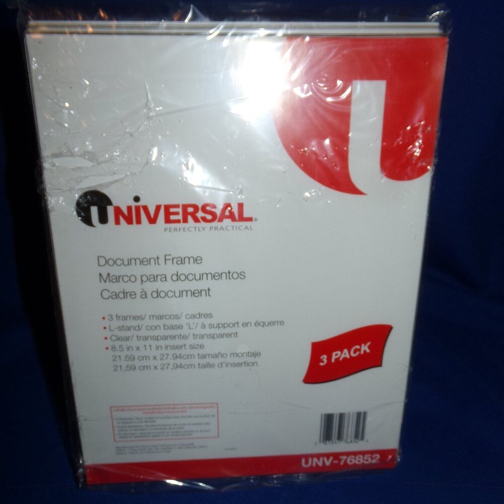 New - Acrylic Clear Universal Desk Table Top "L"  Document Frames 3-Pack
